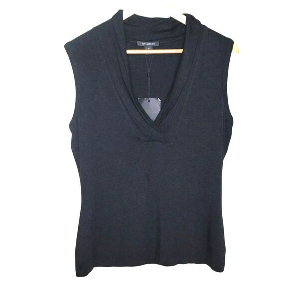 St. John Women's Grey Sleeveless V-Neck Top NEW | Size M - Picture 1 of 6